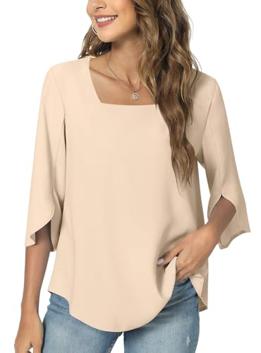 TAOHUADAO Womens 2025 Summer Casual Square Neck Loose Tunic